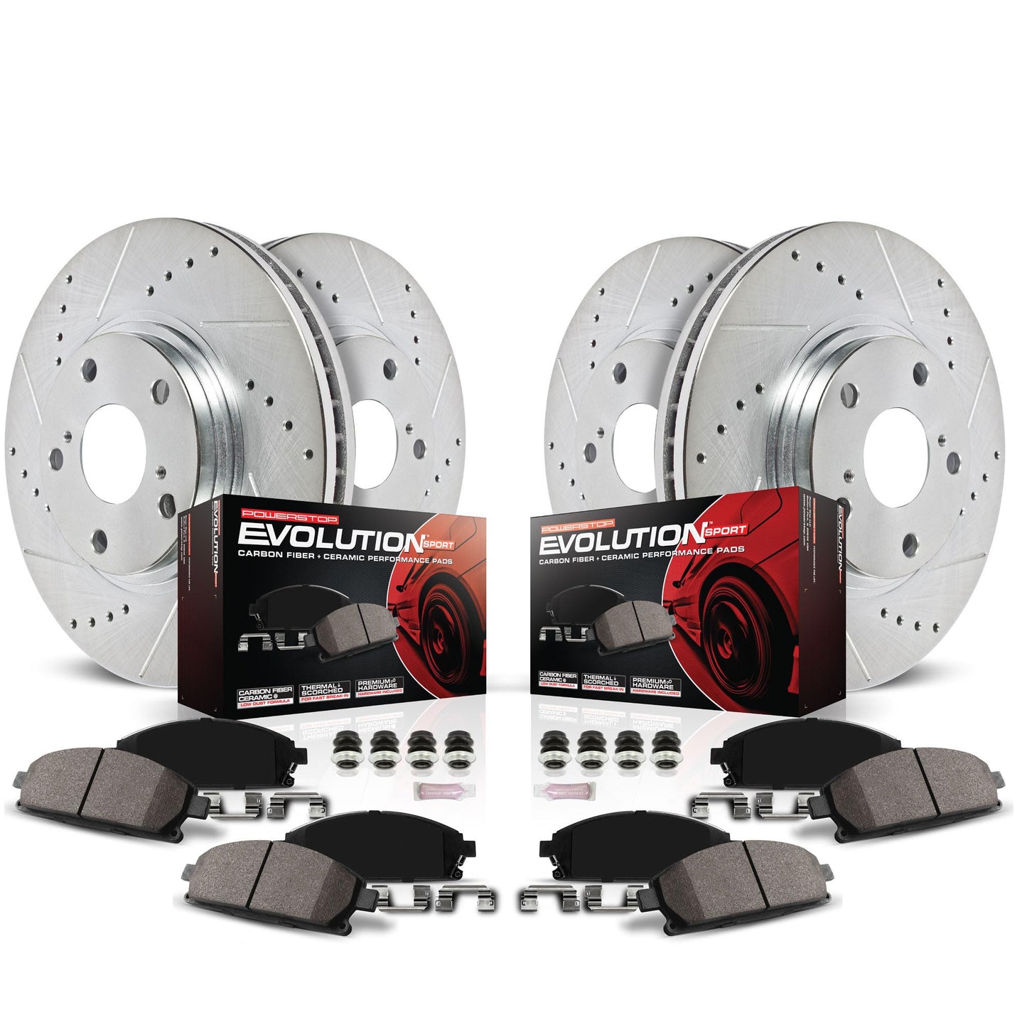 PowerStop Front and Rear Brake Kit For Dodge Durango 2021-24 |Jeep Grand Cherokee 2016-21 |Grand Cherokee WK 2022 - Drilled and Slotted Disc Rotors with Ceramic Brake Pads Replacement, K7136