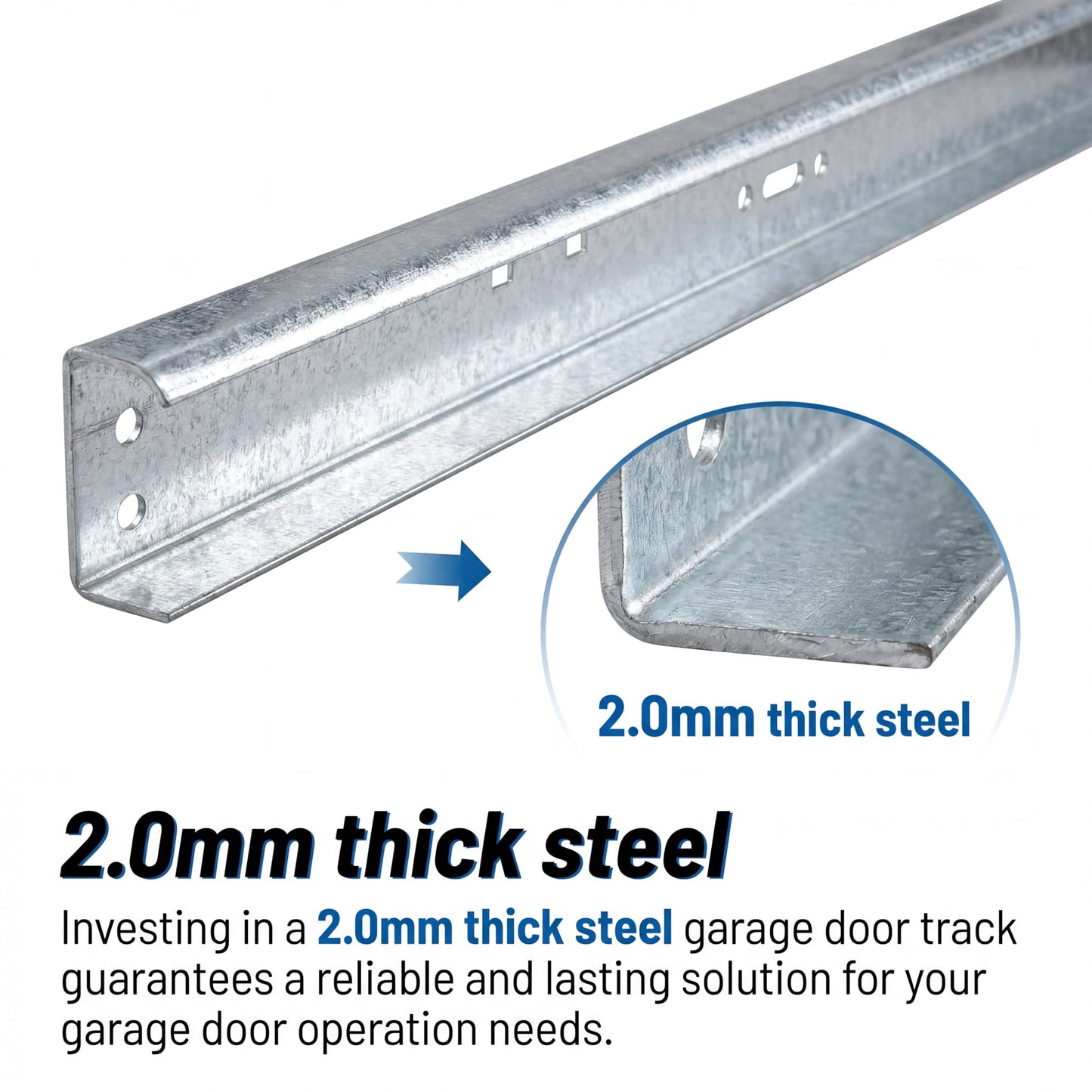2-Pack Universal Garage Door Vertical Track Set – 88" Tall Replacement Rails for 8' Foot Doors, 2 mm Heavy Duty Galvanized Steel, Durable & Warp-Resistant, Fits 2" Rollers