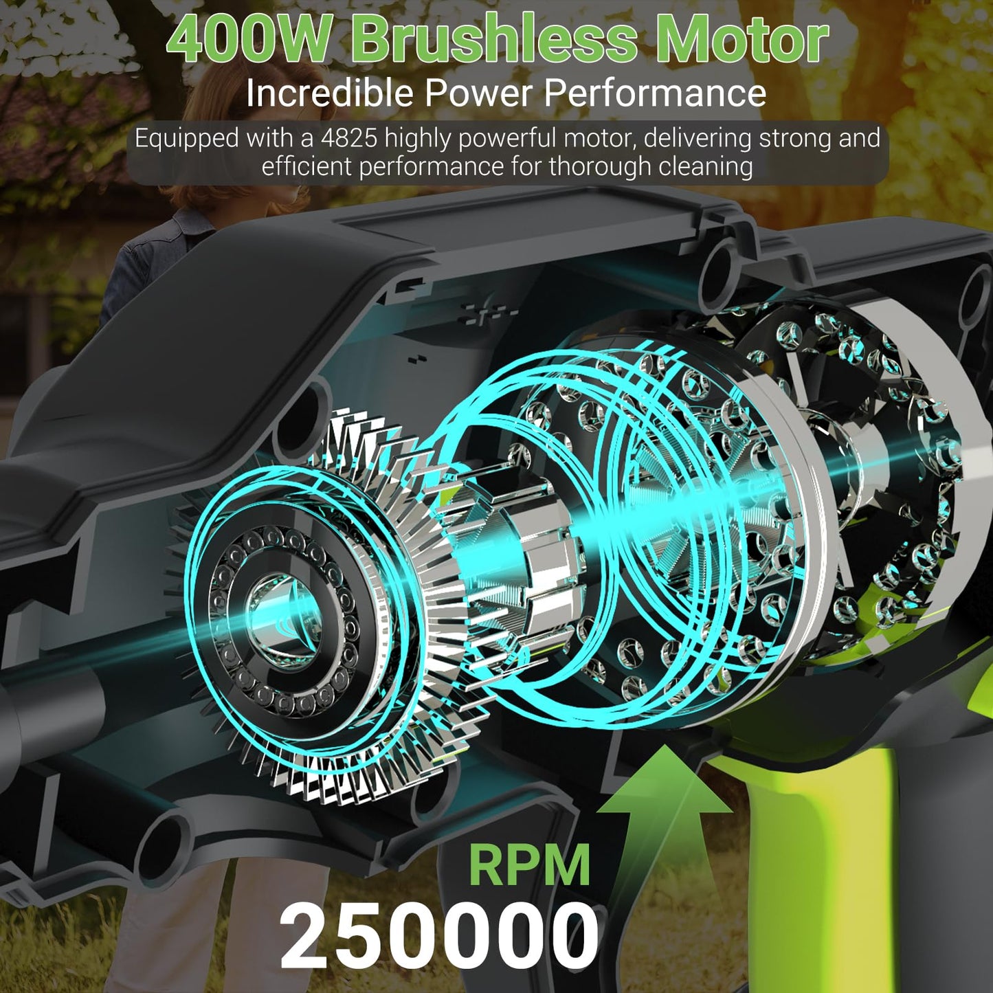 Cordless Portable Pressure Washer, 4.0Ah Battery-Powered Handheld Power Cleaner with 1200 PSI Brushless Motor, 6-in-1 Nozzle & 3-Speed Settings, LCD Display, for Car, Garden, Patio, Fence