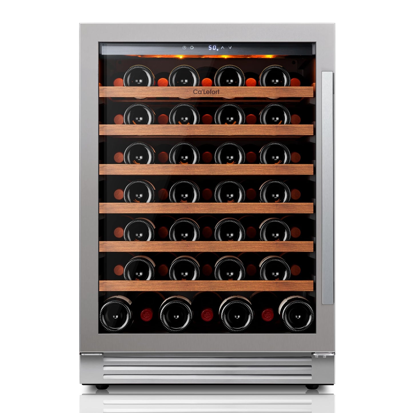 Ca'Lefort 24 Inch Wine Fridge - 61 Bottles Wine Cooler with Glass Door, 40-65° Temp Control, Adjustable Shelf & 3 LED Light Built-in or Freestanding for Home Bar Kitchen Left-Hinged Door