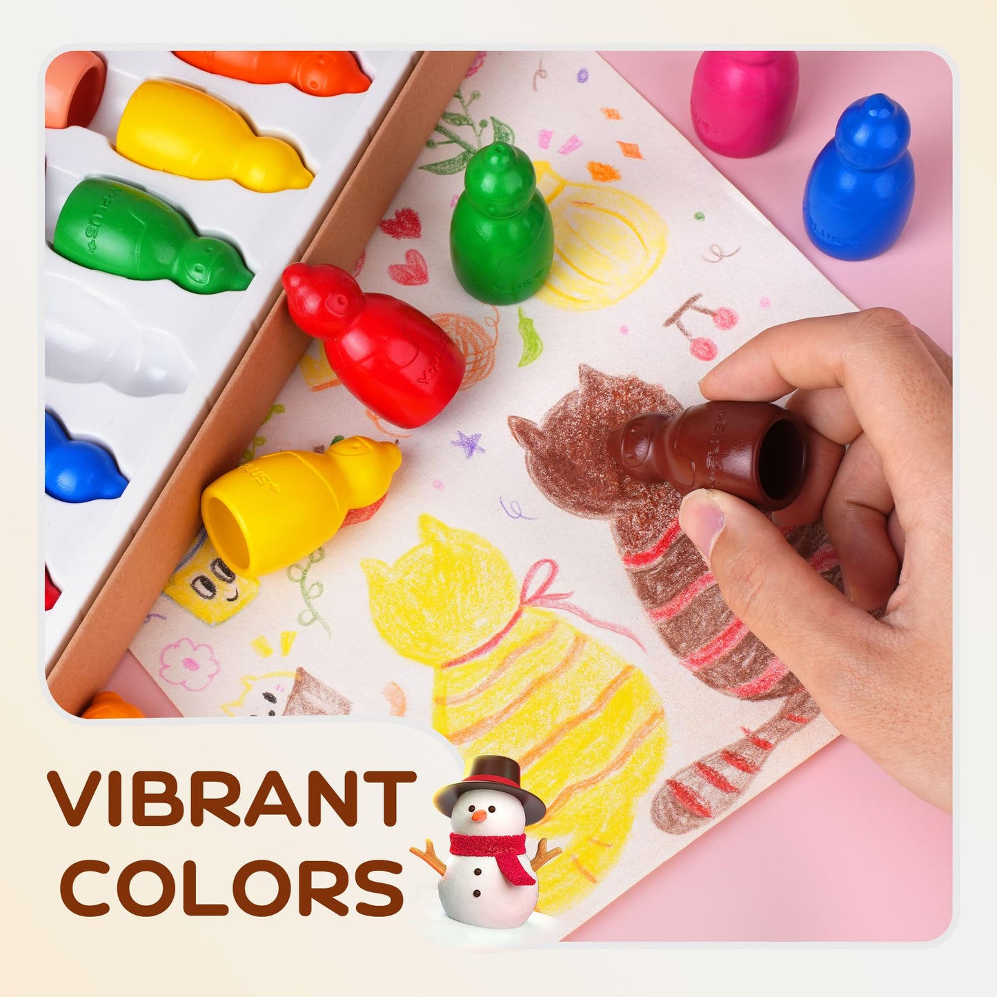 YPLUS Jumbo Crayons for Toddlers 1-3, 8 Colors Non-Toxic Washable Art Crayons for Kids, Easy-Grip Preschool Drawing Supplies for Kids Ages 1-4 (Ideal Gift)