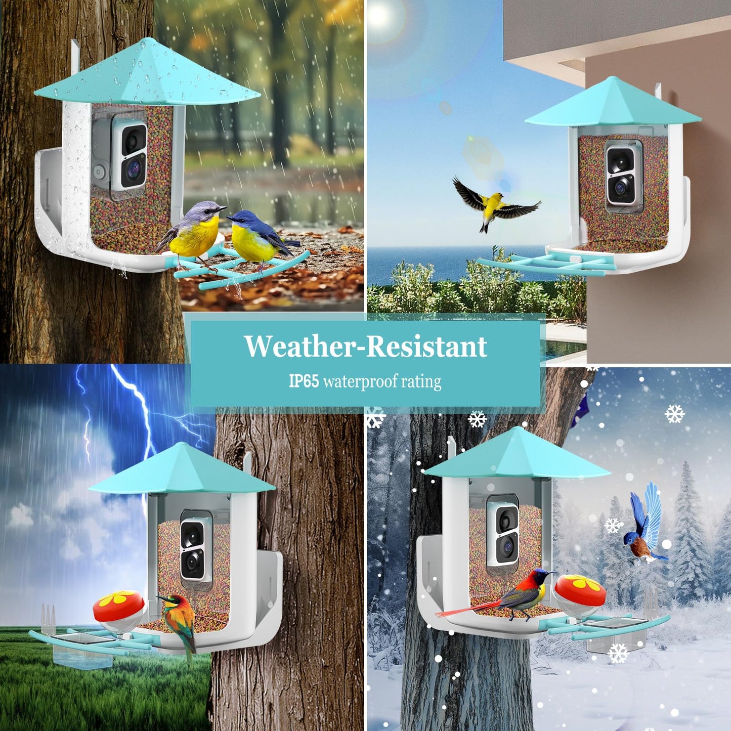 oCuZen Smart Bird Feeder Camera, Outdoor Bird Watching Camera, Auto Capture Bird & Motion Detection, Gift for Bird Lover, Blue