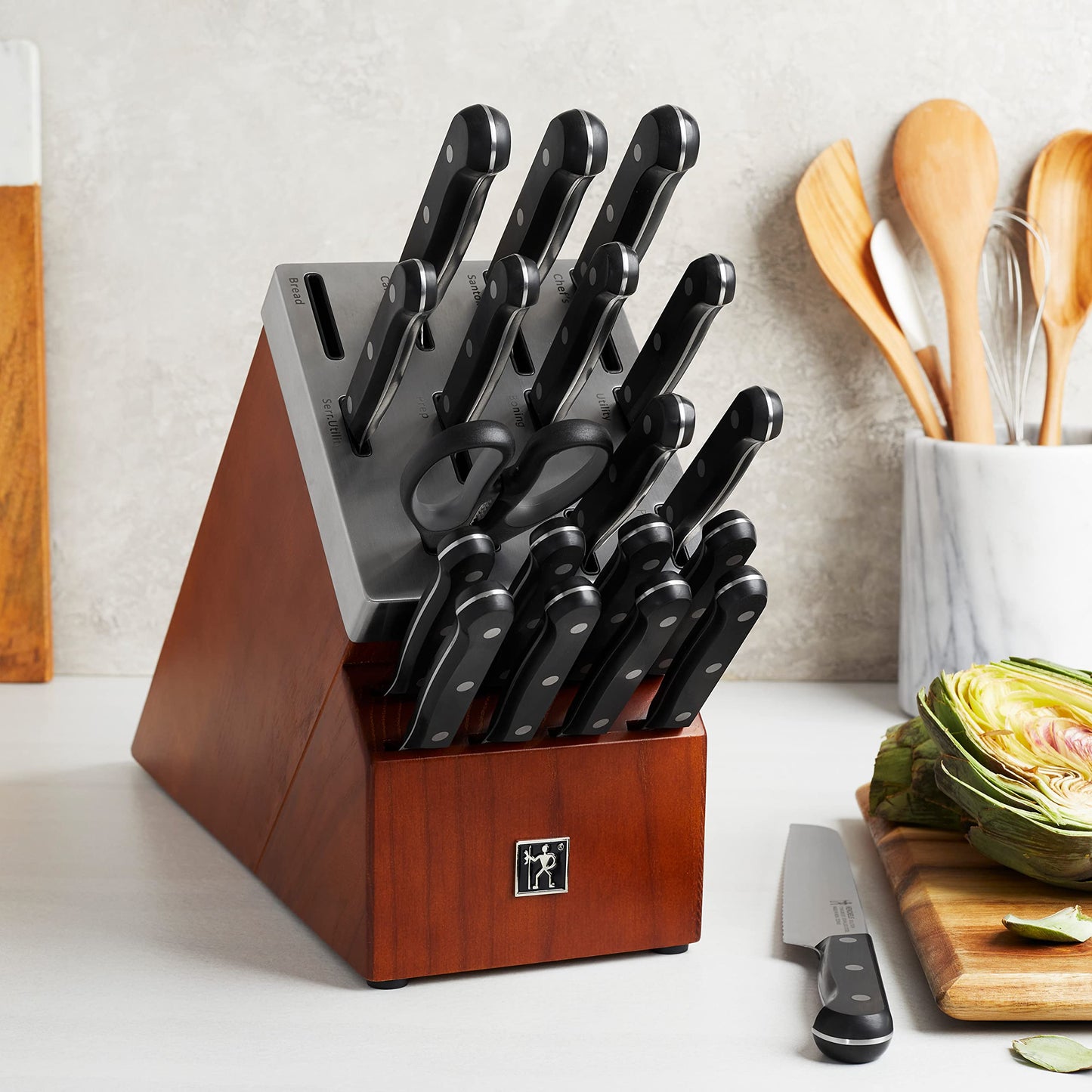 HENCKELS Solution Razor-Sharp 20-pc Knife Set, Chef Knife, Bread Knife, Steak Knife, German Engineered Informed by 100+ Years of Mastery