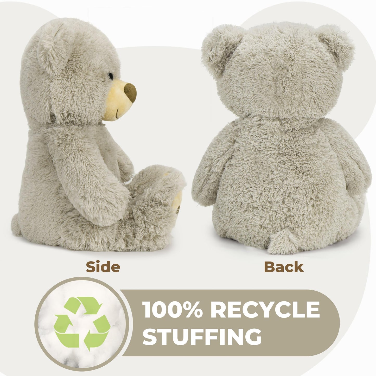LotFancy Teddy Bear Stuffed Animals, 20 inch Soft Cuddly Cute Plushies, Plush Toys with Footprint Design, Stuffed Animals for Girls Kids Baby Toddlers, Baby Shower Easter Birthday Gift Decor, Grey
