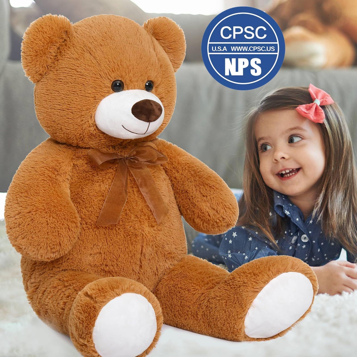 MorisMos Giant Teddy Bear Stuffed Animal 3ft, 36'' Big Brown Bear for Kid, 2025 Christmas Bear for Baby Shower, Large Stuffed Teddy Bear for Girlfriend Boyfriend Wife Mom Fiancée Valentine's Birthday