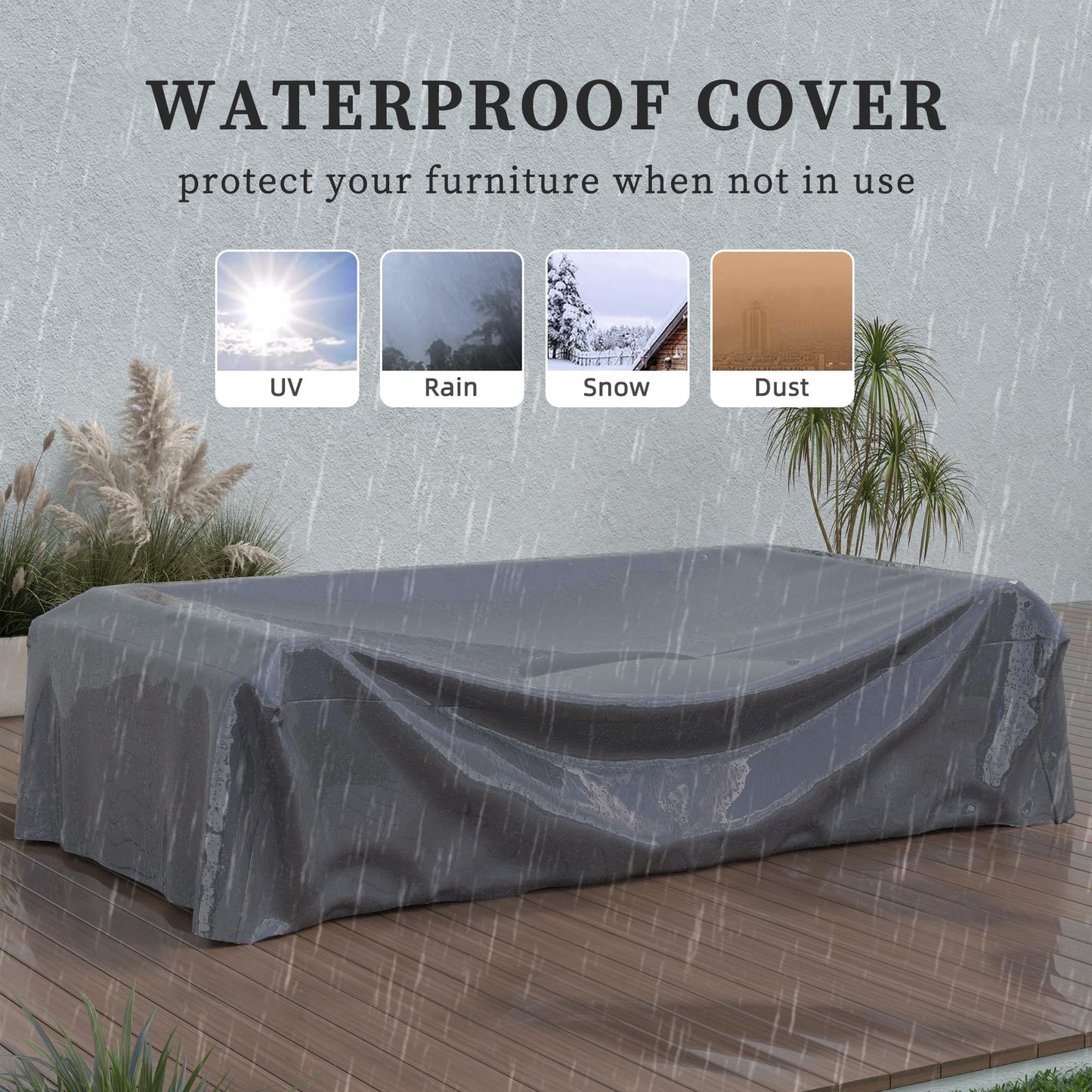 UDPATIO Patio Furniture Set, 5 Pieces Outdoor Conversation Sets with Rocking Swivel Chairs, Wicker Rattan Outdoor Sofa Set with Storage Table and Waterproof Covers for Backyard, Deck, Porch, Navy