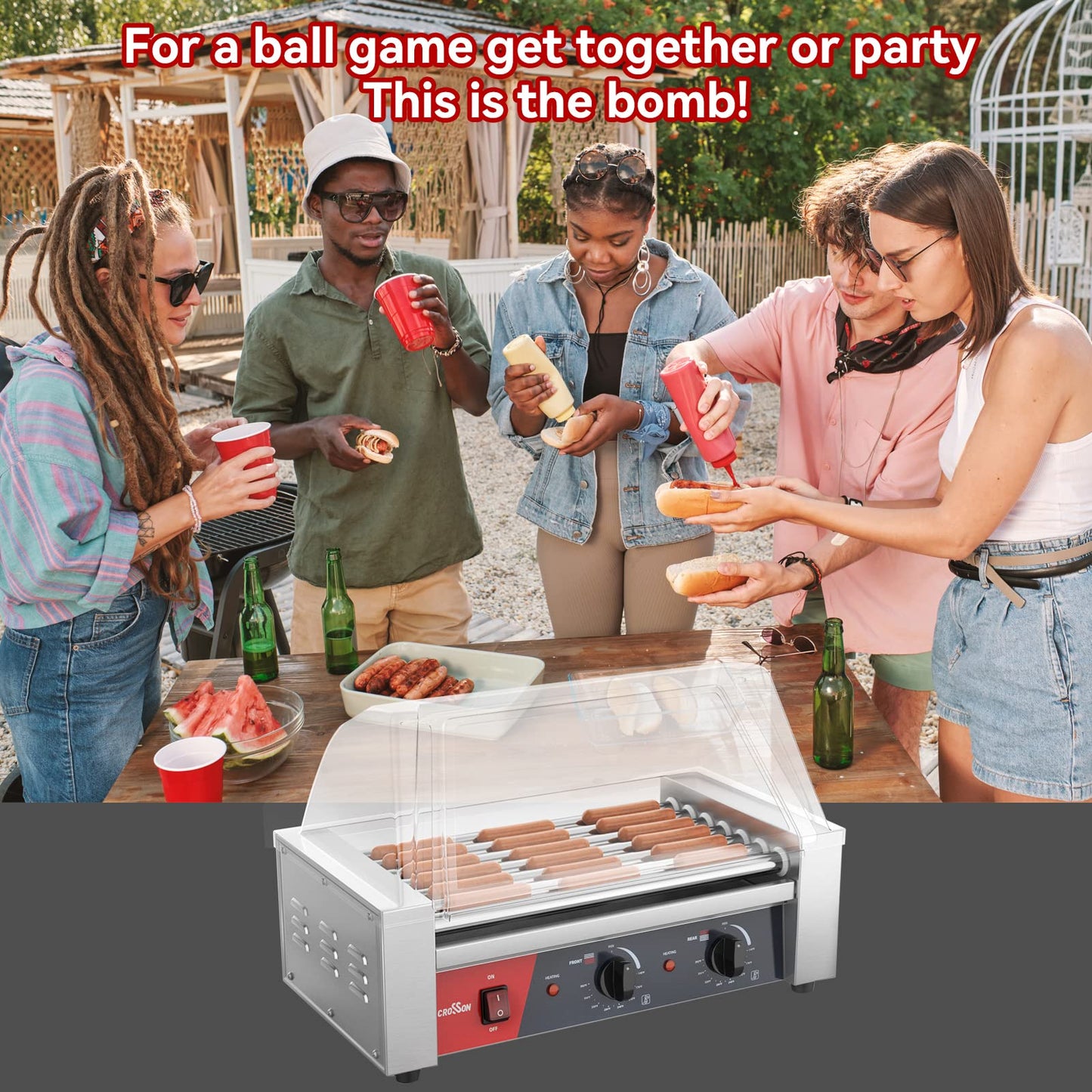 Hot Dog 7 Roller and Commercial Double Deck 16 inch Countertop Electric Pizza Oven