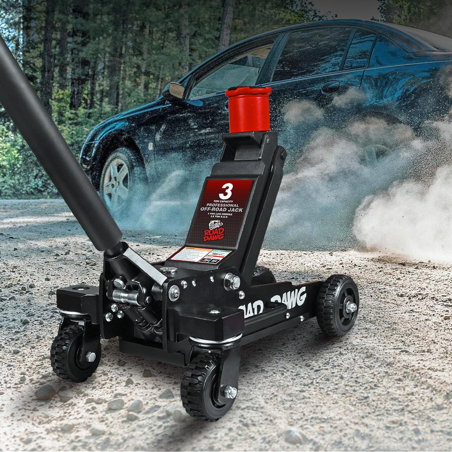 ROAD DAWG 3 Ton Big Wheel Off-Road Jack, Professional Aluminum and Steel Racing Floor Jack with Dual Pistons Quick Lift Pump, Lift for Trucks, SUVs, ATVs Off road Vehicles,6000lb Capacity, AT830006XDL