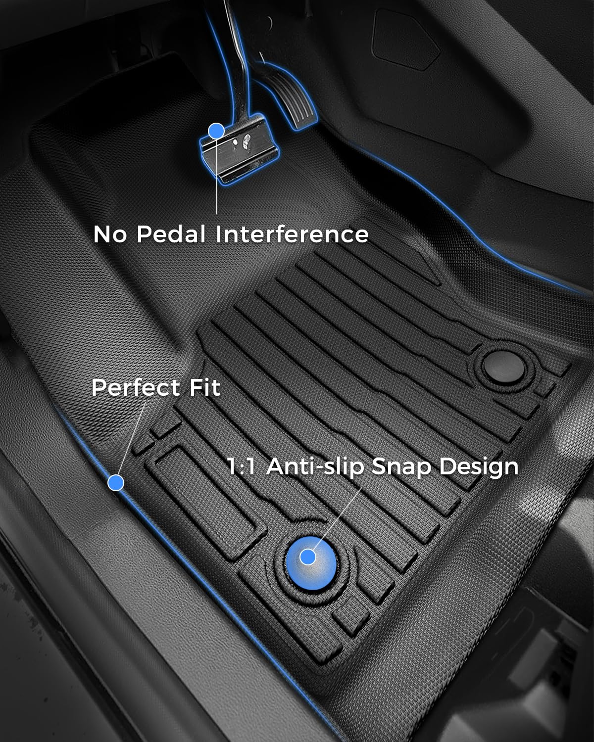 CreekT® Floor Mats for Ford Escape 2013-2019, All-Weather TPE Floor Mats & Cargo Liner with Door Sill Guards Accessories, Full Coverage Set