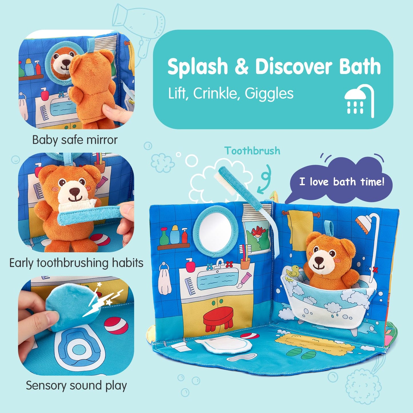 hahaland Baby Book for 1 Year Old - Touch and Feel Soft Activity Books Tummy Time Baby Toy 6 9 12 18 Months Interactive Book for Babies 6-12 Month on Airplane Birthday Easter Basket Stuffers