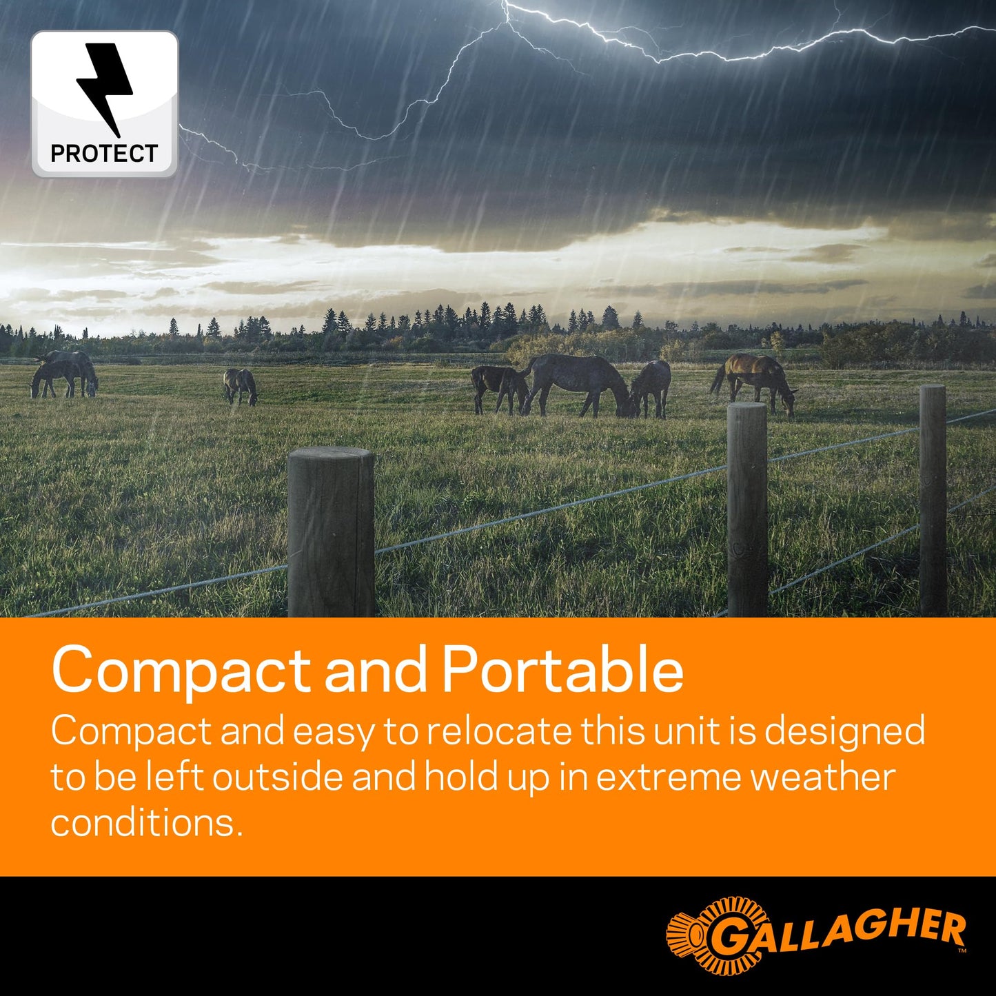 Gallagher B60 Battery Fence Energizer | 0.6 Joule Portable Electric Fence Charger for Livestock & Temporary Fencing | 12V Battery Powered | Powers Up to 15 Miles