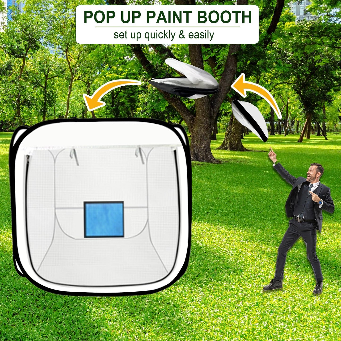 CooTentler Pop Up Paint Booth 17x17x17 Inch Portable Airbrush Spray Tent with Mesh Door and Mesh Window for Models, Furniture, Auto Parts and Other Items Painting Works