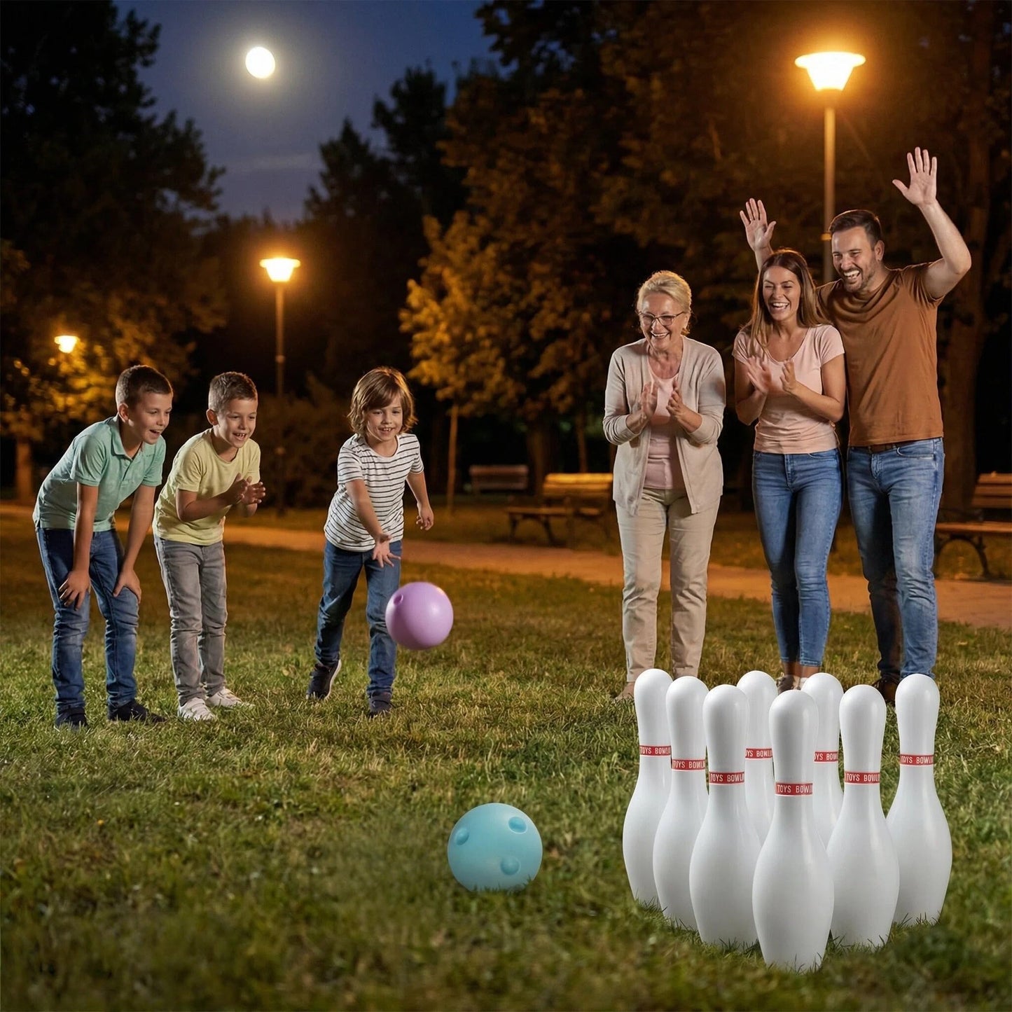 OceanWings Kids Light up Bowling Ball Toys Set,Bowling Pins Toy Game with 10 Pins & 2 Balls Fun Sports Games for Kids Toddler Indoor & Outdoor Boys Girls Children 3 4 5 6 Years