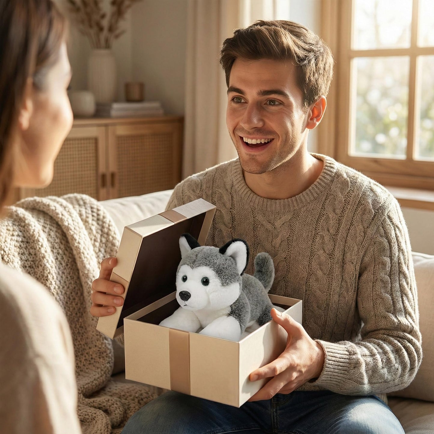JUSTQUNSEEN Stuffed Animal Siberian Husky 12″ Plush Toy Super Soft Plush Puppy Dog Stuffed Comfort Plush for Kids Toddlers Preschool Boys Girls Birthday Gift Holiday Present Plushie