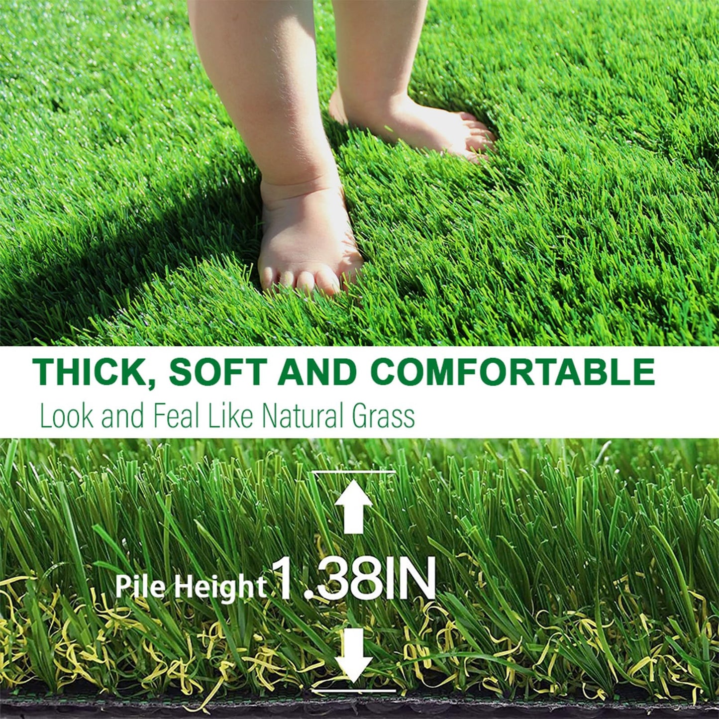NINXANG Artificial Grass Rug 1FTx41FT(41 Square FT) Fake Grass Pet Dog Mat Pad with Drain Holes Realistic Indoor Outdoor Astroturf Garden Lawn Landscape Patio Synthetic Turf Mat Thick Faux Grass