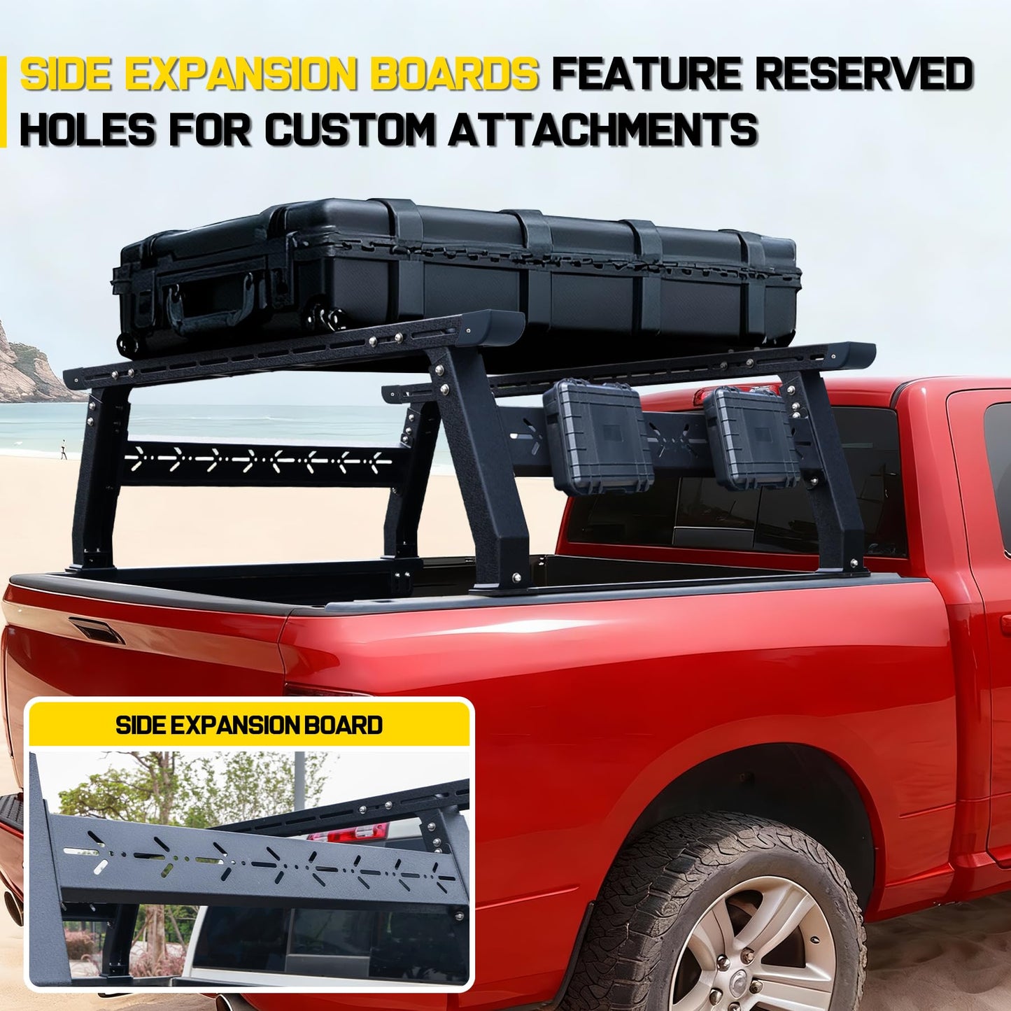 Binary Star Adjustable Truck Bed Rack Compatible with Most Trucks (Chevy/Dodge/Ford/Gladiator/Tundra/Tacoma), Kayak, Surfboard, Lumber, Snowboard, Ladder Rack for Truck