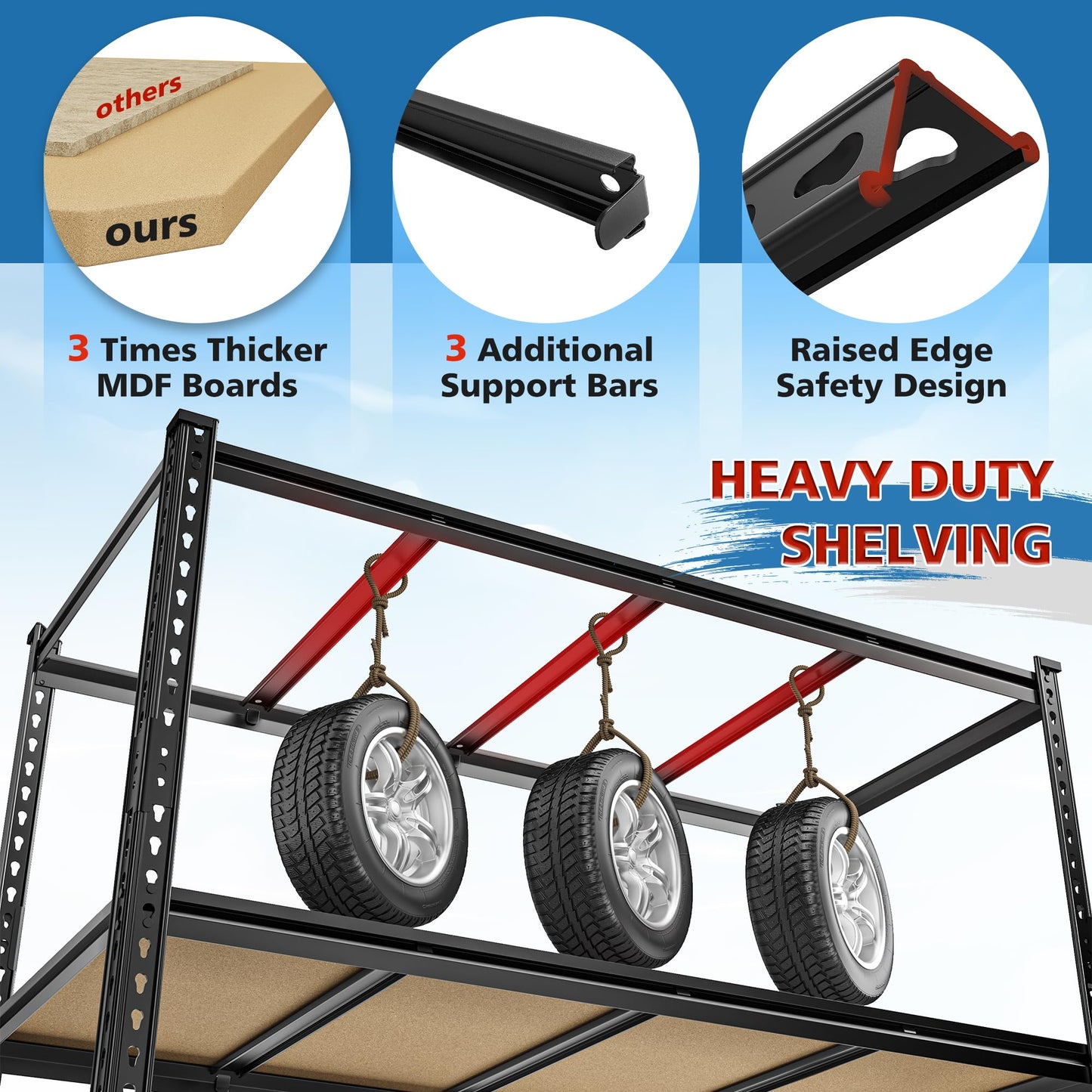 DurayLoly 59.8"W Metal Shelving 59.8"H Storage Shelves 2200LBS Garage Shelving Adjustable Metal Shelves Heavy Duty 4 Tier Pantry Shelf for Basement Warehouse Pantry Supermarket 59.8"W x 24"D x 59.8"H