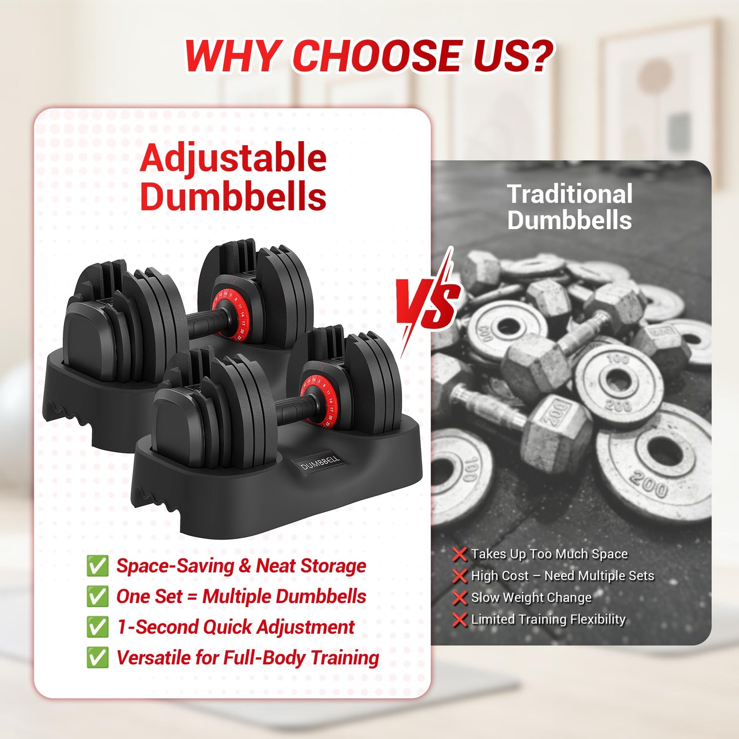 Adjustable Dumbbell Set. 56LBS Free Weight Dumbbell. Fast Adjust Weight Set with Anti‑Slip Handle & Storage Tray. Ideal for Home Gym Strength Training Fitness Equipment