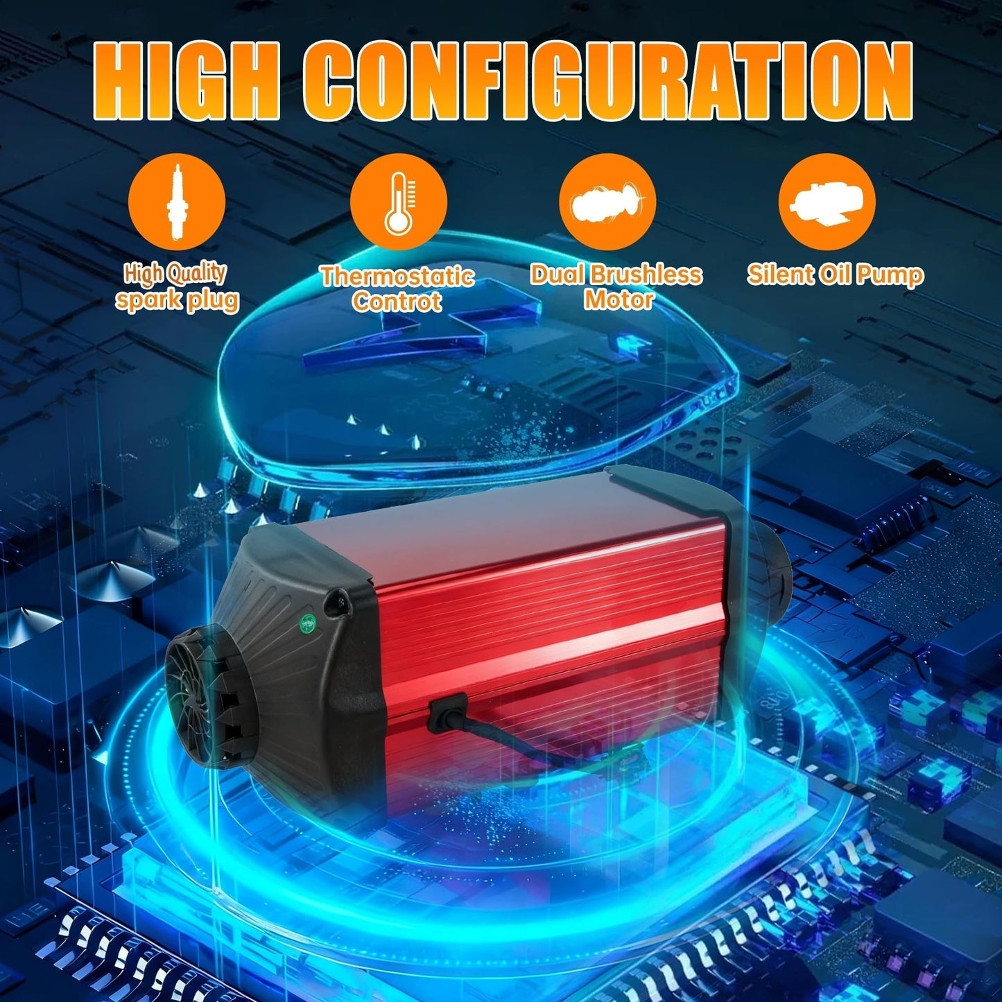 Diesel Heater 12V, 5KW Diesel Heaters with Thermostat, Dual Brushless Diesel Heater 10L/2.6Gal Fuel Tank, Diesel Parking Heater for Rvs, Trucks, Campers