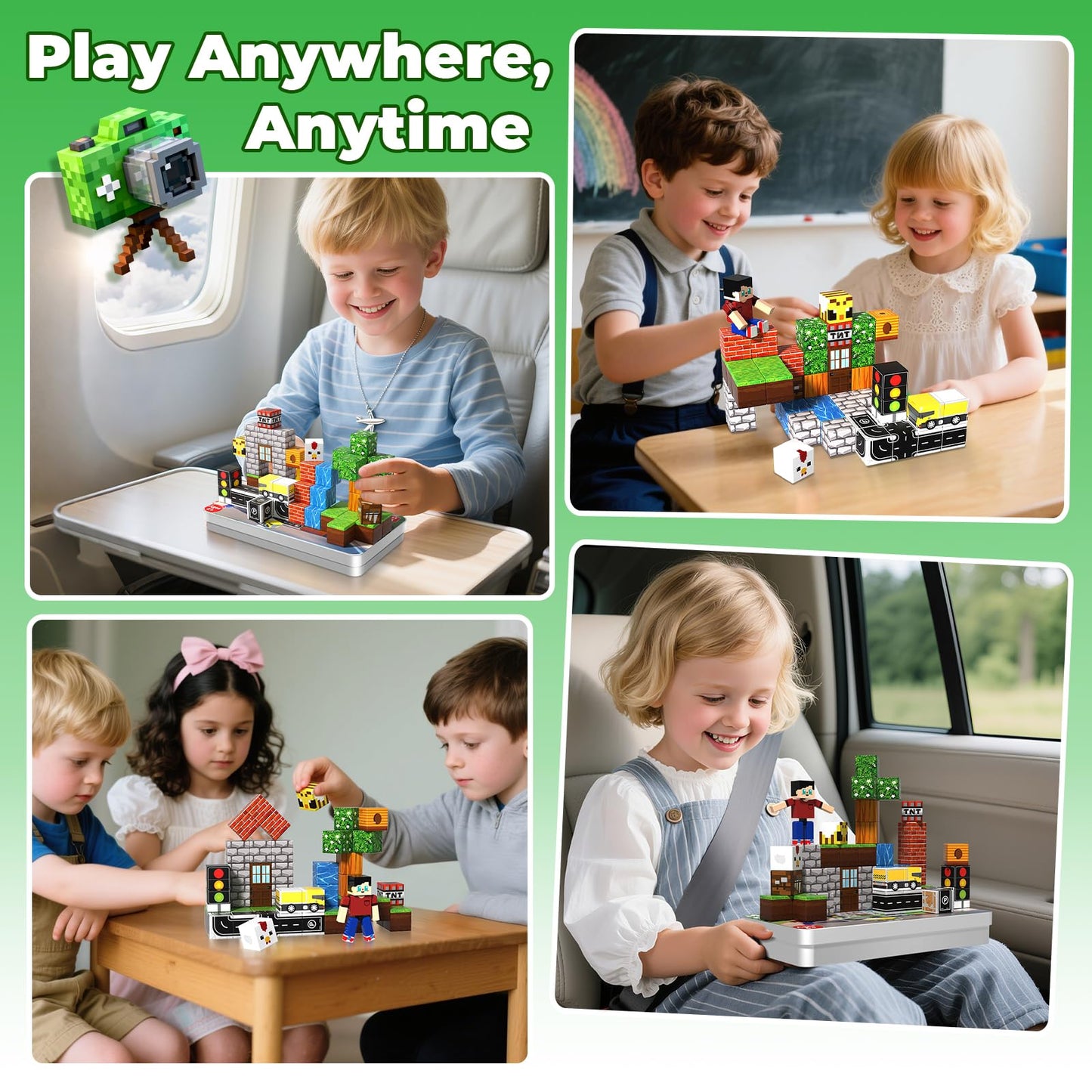 Magnetic Blocks with Magnet Box - 45PCS Magnet Blocks Travel Toys, Magnetic Building Cubes with Portable Storage Box, STEM Learning Set for Kids Ages 6+, Easter Birthday Gifts for Boys Girls
