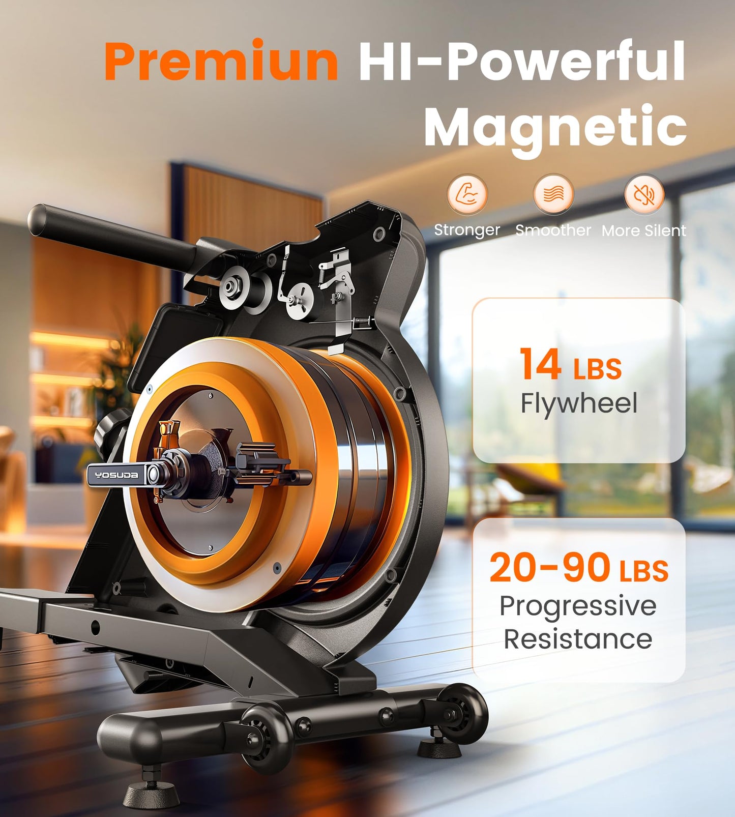 YOSUDA Magnetic Rowing Machine 350 LB Weight Capacity - Rower Machine for Home Use with LCD Monitor, Tablet Holder and Comfortable Seat Cushion