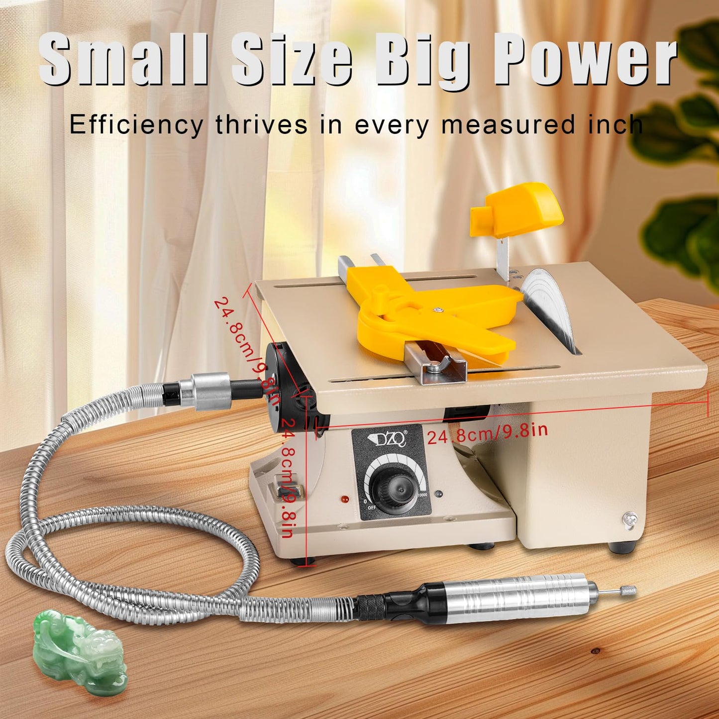 DZQ 69Pcs Accs Mini Table Saw Jewelry Making Polisher w/Flex Shaft Multifunctional Bench Grinder Sander Buffing Machine Woodworking Tool 10,000Rpm 750W