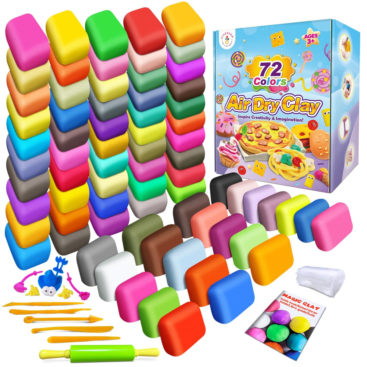 Magic Clay - Air Dry Clay 72 Colors, Modeling Clay for Kids with Tools, Soft & Ultra Light, Toys Gifts for Age 3 4 5 6 7 8+ Years Old Boys Girls Kids