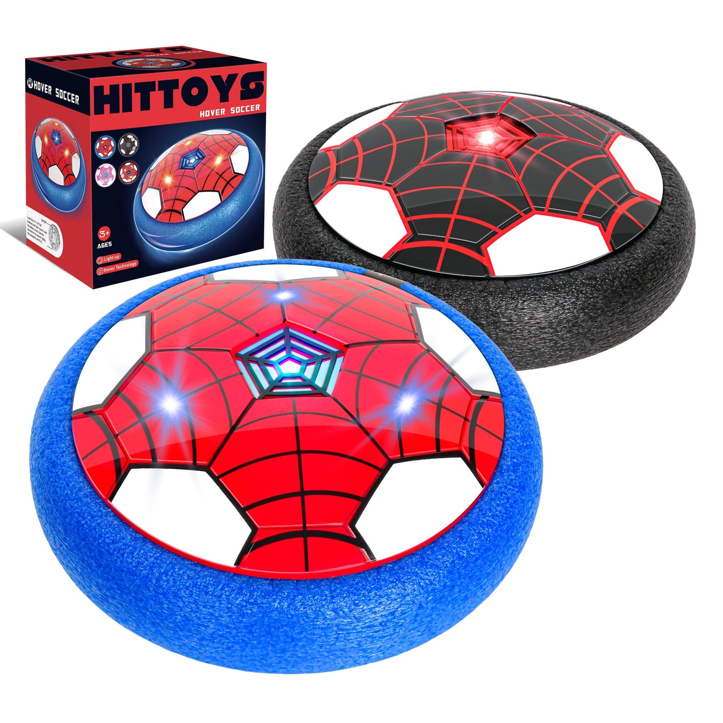 HitToys Hover Soccer Ball Toys for Kids, 2 Pack Indoor Soccer Ball Toy with Led Light for Old Boys Girls Light-Up Toys Floating Football Game Birthday Gift