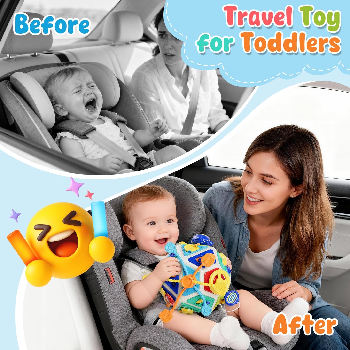 22-in-1 Baby Busy Board Activity Cube Toys, Montessori Toy for 1 Year Old Toddlers, Educational Learning Sensory Travel Toys for Infant 6-12 12-18 Months, 1st Baby Birthday Gifts for Boys Girls