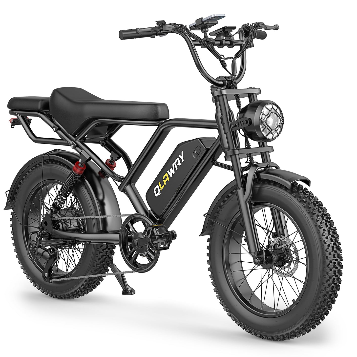 Qlaway Fat Tire Electric Dirt Bike 750w for Adults 20" Full Suspension Electric Motorcycle Ebikes 48V 18AH Removable Battery,31MPH Top Speed,LED Headlights, Turn Signals,40-70 Miles Range