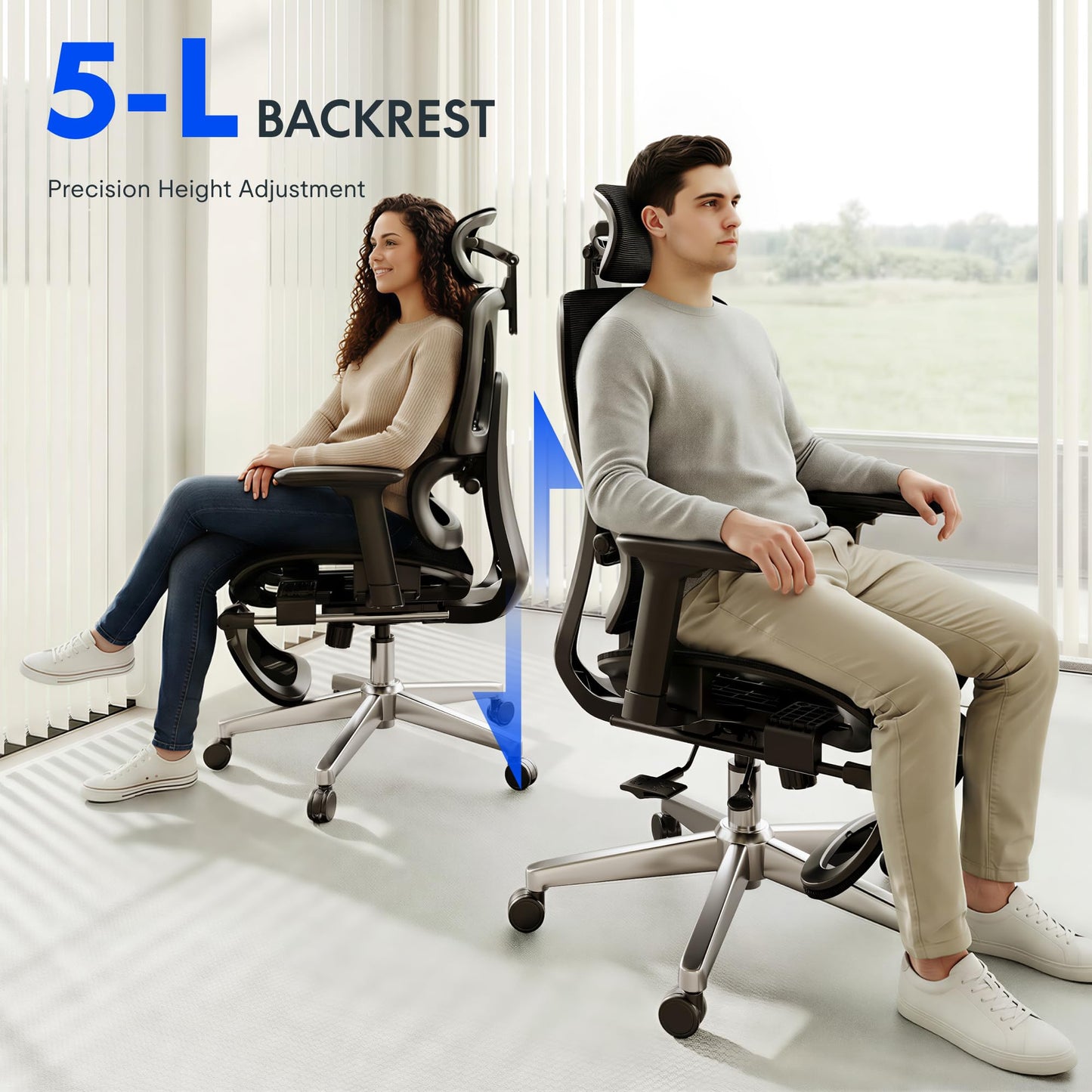 FLEXISPOT ErgoX Premium Ergonomic Office Chair with Footrest- Adjustable 3D Armrests, Dynamic Lumbar Support, Recline & Tilt Function, Mesh Seat, for Home & Office Use,Light Grey