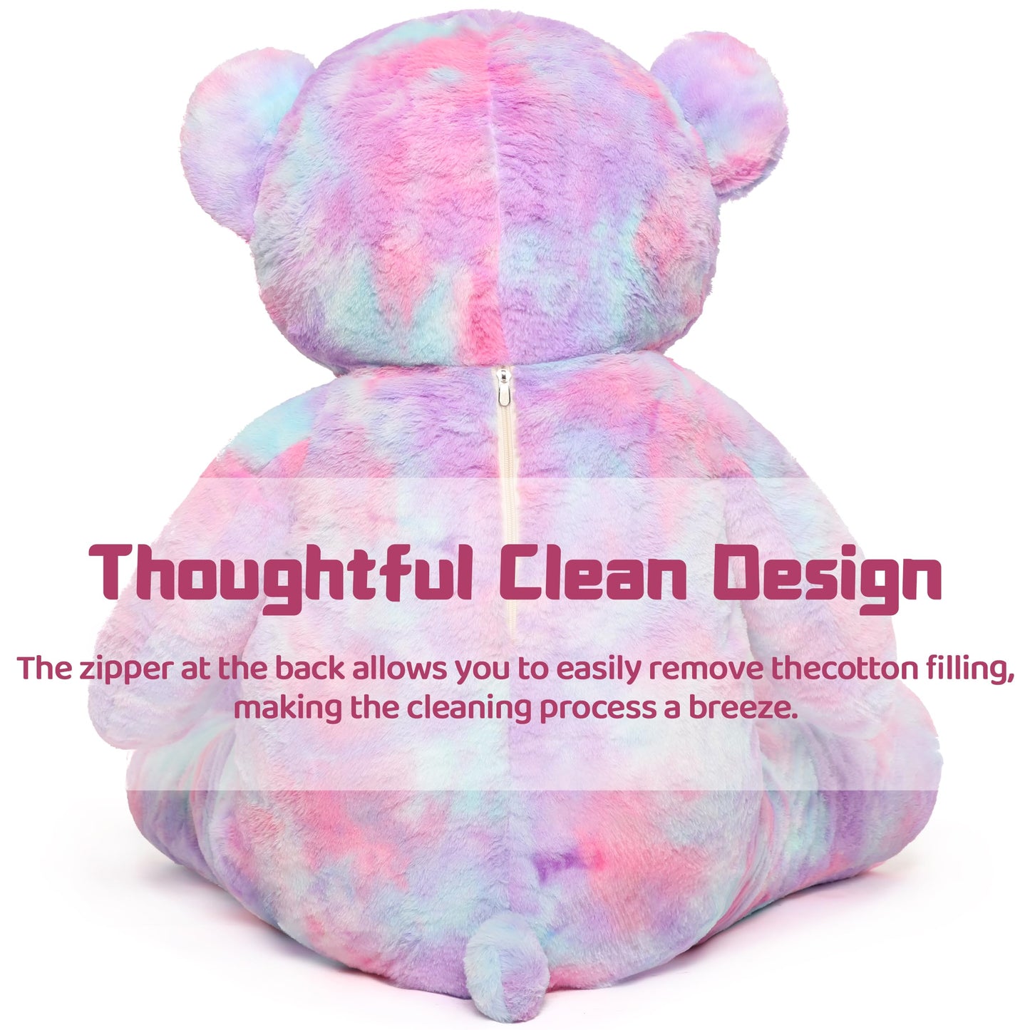 Tezituor Big Teddy Bear,Giant Rainbow Purple Teddy Bear Stuffed Animal,59 Inches Soft Plush Bear Toys,Girlfriend Baby Shower Life Size Bears Gifts for Valentines,Christmas,Birthday 5 Feet