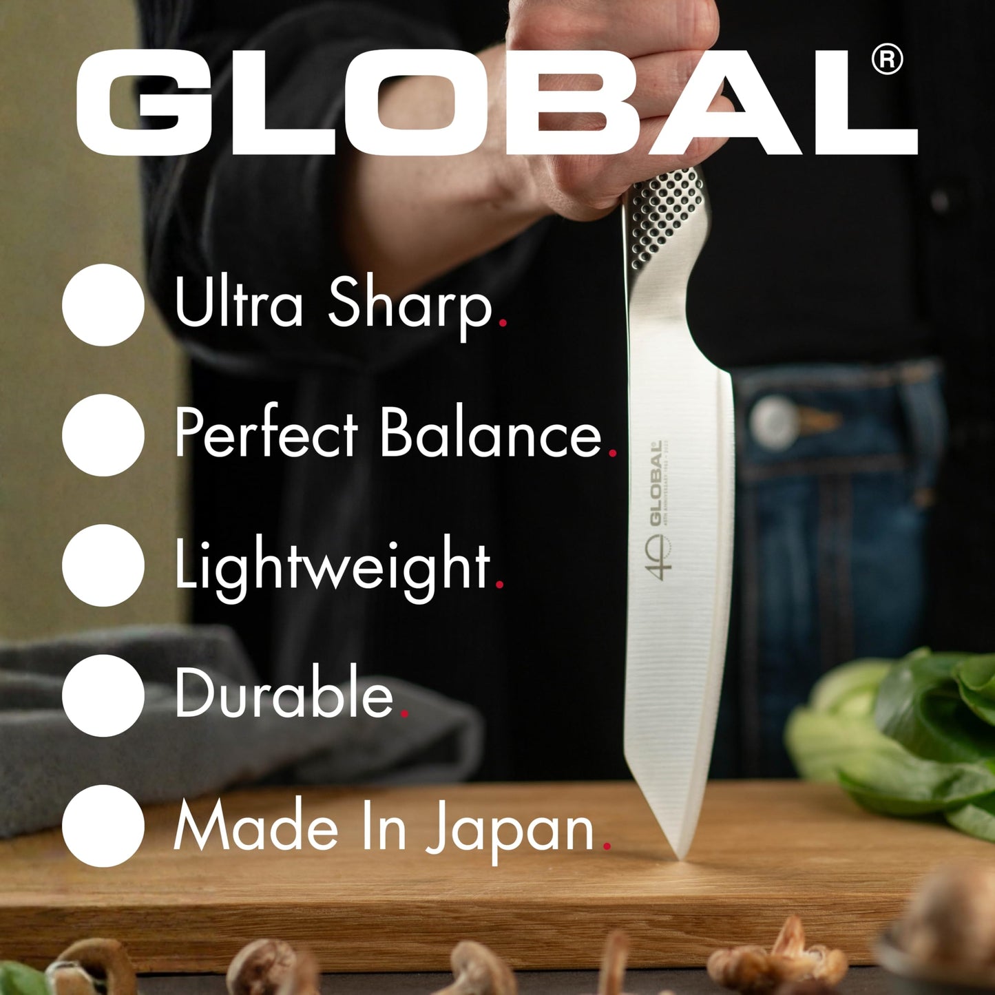 Global 12 inch Forged Heavyweight Chef's Knife - Japanese Stainless Steel, Razor-Sharp Edge, Made in Japan, GF-35