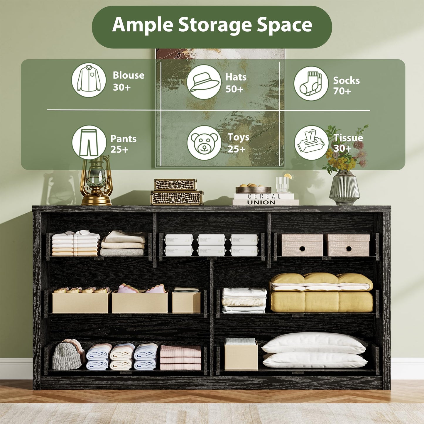 GarveeHome 7 Drawer Dresser for Bedroom, Wide Modern Chest of Drawers, Large Wood Dresser Wooden Storage Organizer for Living Room, Hallway Entryway