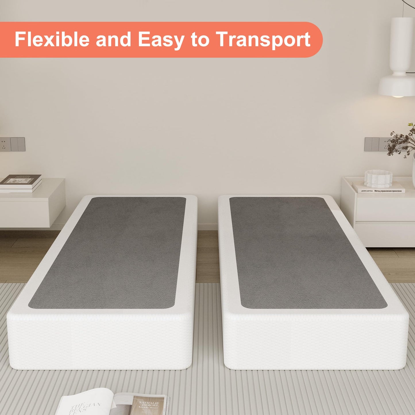 Yicensen Split California King Box Spring 5 Inch, Low Profile Heavy Duty Metal Box Spring Cal King Size with Fabric Cover, Noise-Free, Quick Assembly