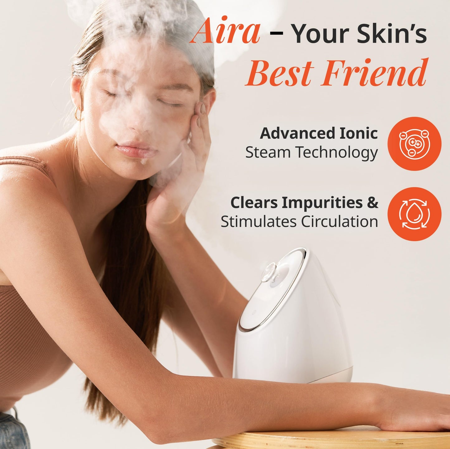 Vanity Planet Aira Ionic Facial Steamer + Raedia 2.0 Facial Cleansing Brush (White) – Prep & Deep Cleanse Skincare Bundle for Glowing, Clear Skin – Ionic Steam + 4 Brush Heads for Spa-Quality Results