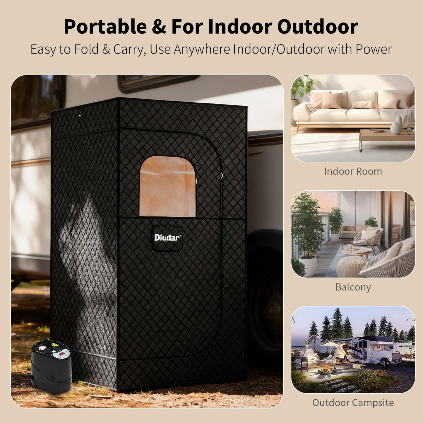 Sauna Box - Portable Sauna for Home with Upgraded 3L 1500W Steamer, Folding Chair and Non-Slip Mat for Relaxation Spa, 5-Layer Waterproof & Insulated Steam Saunas Tent, 3 * 3 * 6ft, Larger (Black)