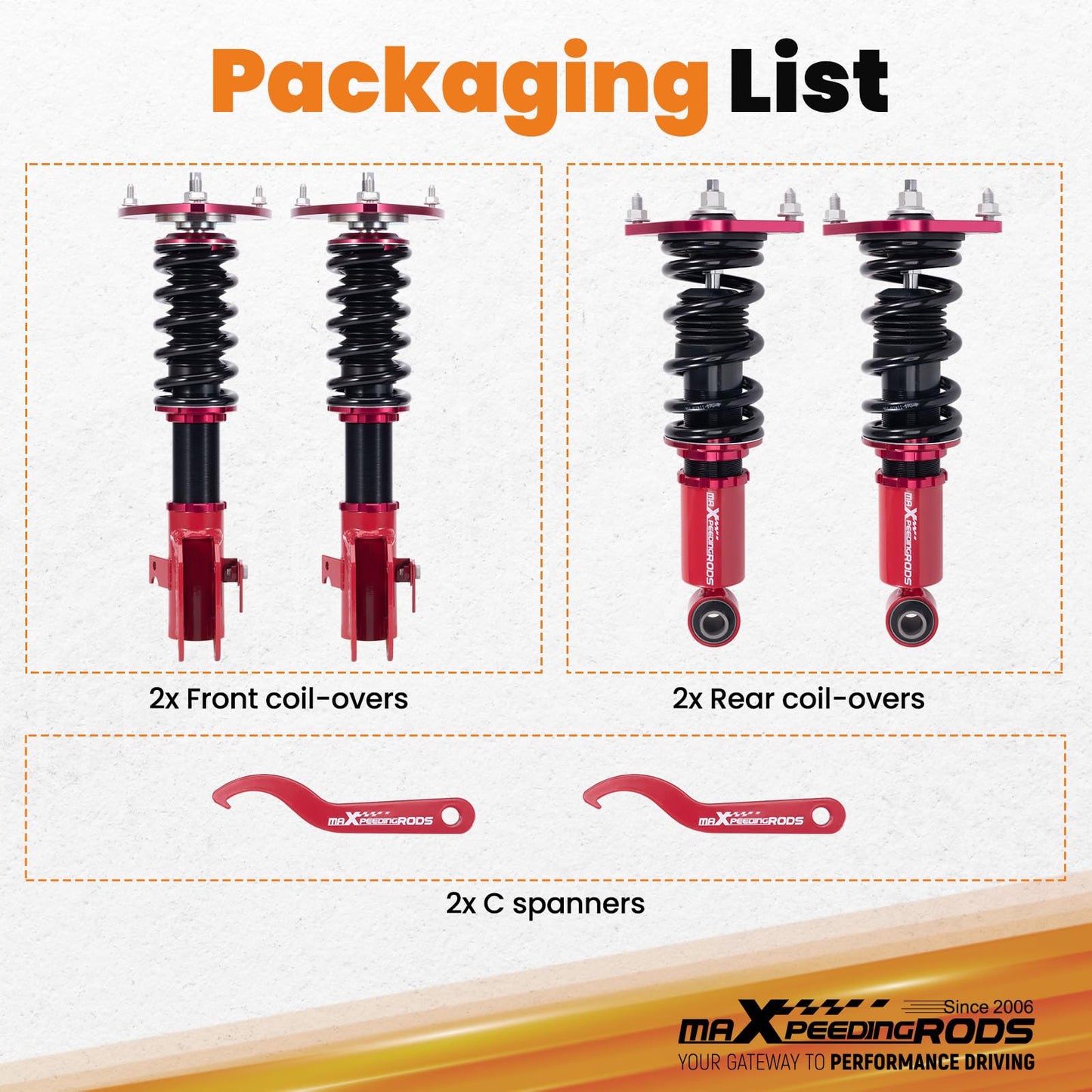 maXpeedingrods Coilovers for Subaru WRX 2015-2021, for WRX STI 2015-2021, Height Adjustable Full Coilover, Suspension Kit, Preset Damping Shock Absorber Struts, Lowering Kit Red