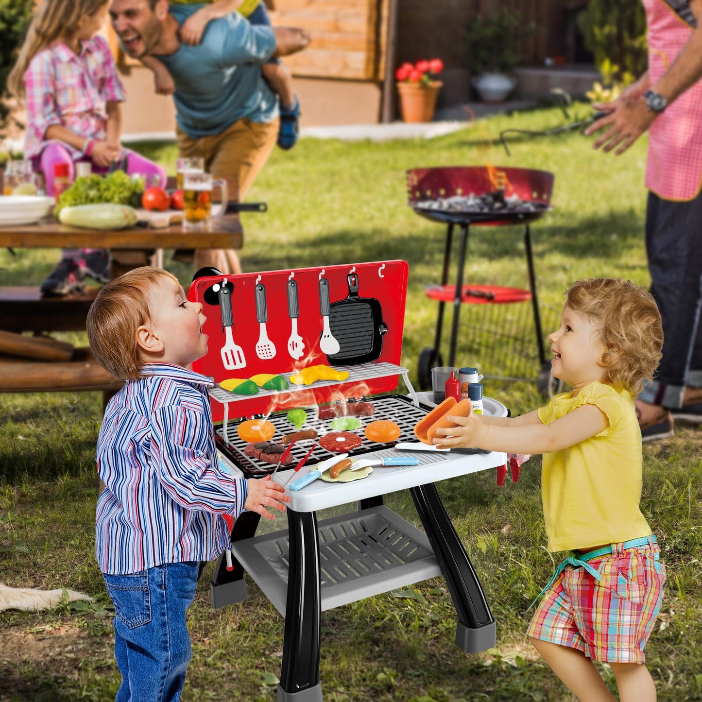 35pcs Kitchen Toy Set, Toy BBQ Grill Set, Cooking Toy Set, Little Chef Play, Kids Grill Playset Interactive BBQ Toy Set, Kids Kitchen Playset Toy Christmas Birthday Gift
