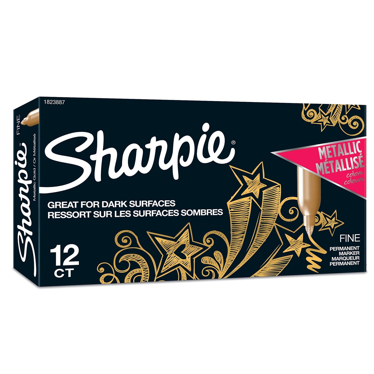 Sharpie Metallic Permanent Markers Fine Tip Marker Set Perfect Markers For Black Paper Or Dark Surfaces Art Poster Silver 12 Count