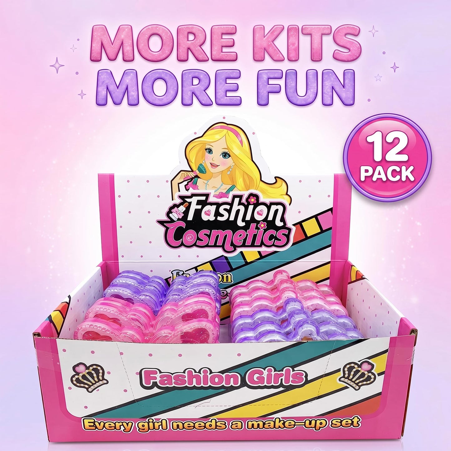 Kids Makeup Kit for Girls – Real Washable Play Cosmetic Set Palette Case, Non-Toxic Pretend Makeup Toys, Perfect Party Favors & Gifts (Palette (12 Pack))