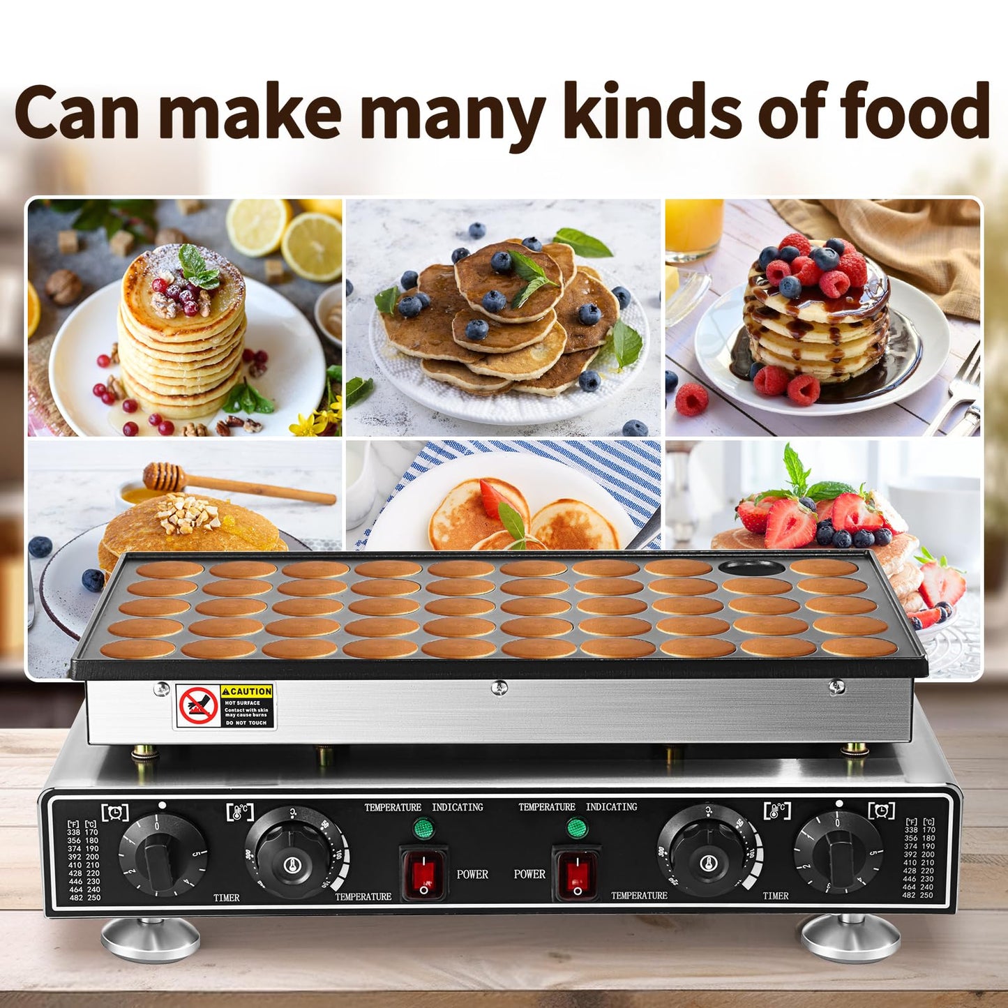 Leomru 110V Mini Pancake Baker 1800W, 50PCS Commercial Pancakes Maker Machine, 1.8 Inches Electric Muffin Waffle Maker Machine Dutch Poffertjes Grill For Home Kitchen Restaurant Snack Dessert