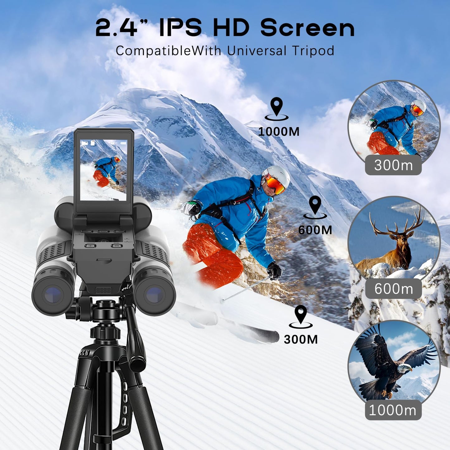 Night Vision Binoculars with 2.4" IPS Screen, 12X Zoom Digital Binoculars with Camera, Includes 32GB Memory Card, Infrared Low Light Binoculars for Bird Watching, Hiking, Travel