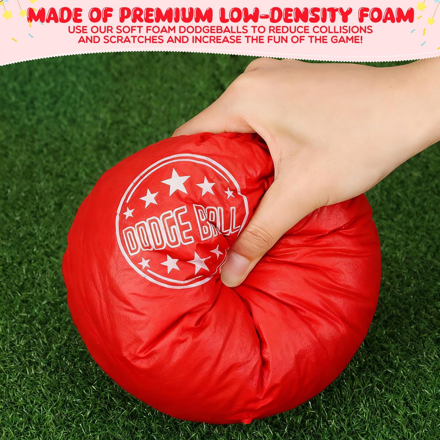 Jerify 18 Pcs Foam Dodgeball Set 6 Inch Soft Skin Playground Dodgeballs Bulk, Low Density Foam for Non Sting Dodgeball Sports Equipment for Kids and Adults (Red)