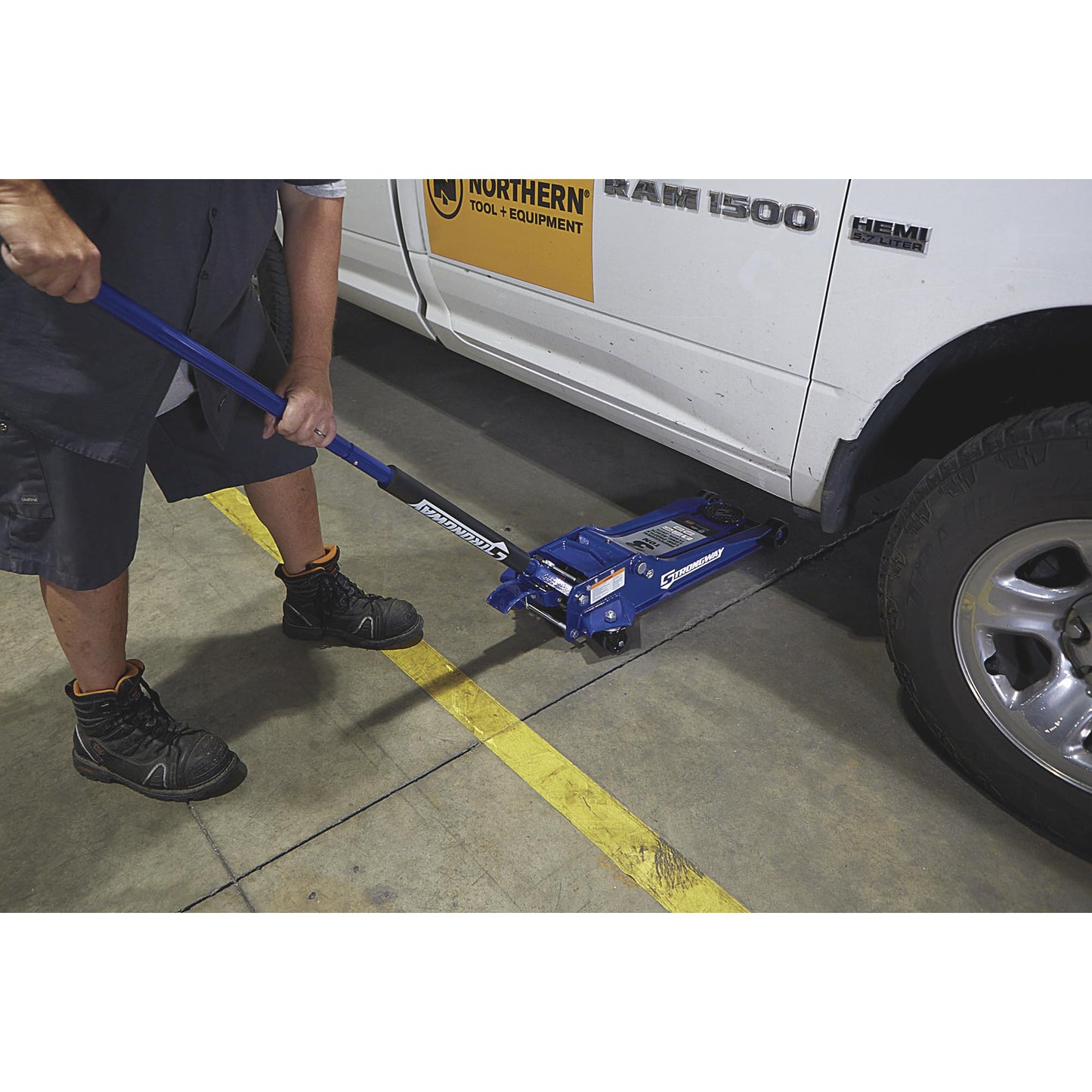 Strongway Long-Reach, Low-Profile Professional Service Floor Jack — 3-Ton Capacity