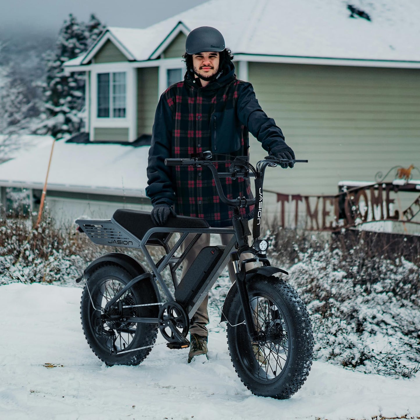 Jasion RetroVolt Electric Bike for Adults, 2000W Peak - 30MPH Electric Dirt Bike, 48V 13AH Battery, 70Miles Max Range Electric Motorcycle, 20'' X 4'' Fat Tire All-Terrain E-Bike