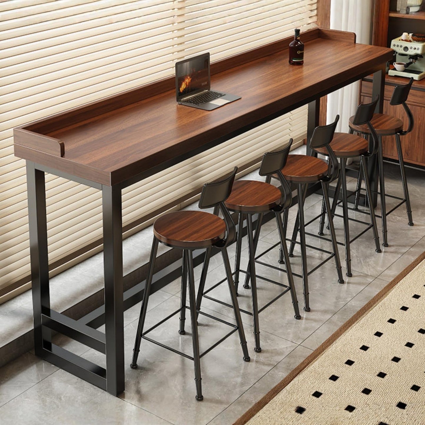 ORNDYDM 41 Inch Narrow Bar Table with Solid Wood Top - Tall Counter Height Dining Bar Table on Metal Frame, Saving Pub Table for Kitchen,Living Room,Behind Couch or Coffee Shop(Chair Not Included)