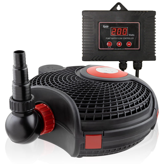 Alpine Corporation PUR5400C Eco-Sphere 5400 GPH Pond Pump with Controller and 33-ft Cord, Energy-Saving, Black/Red