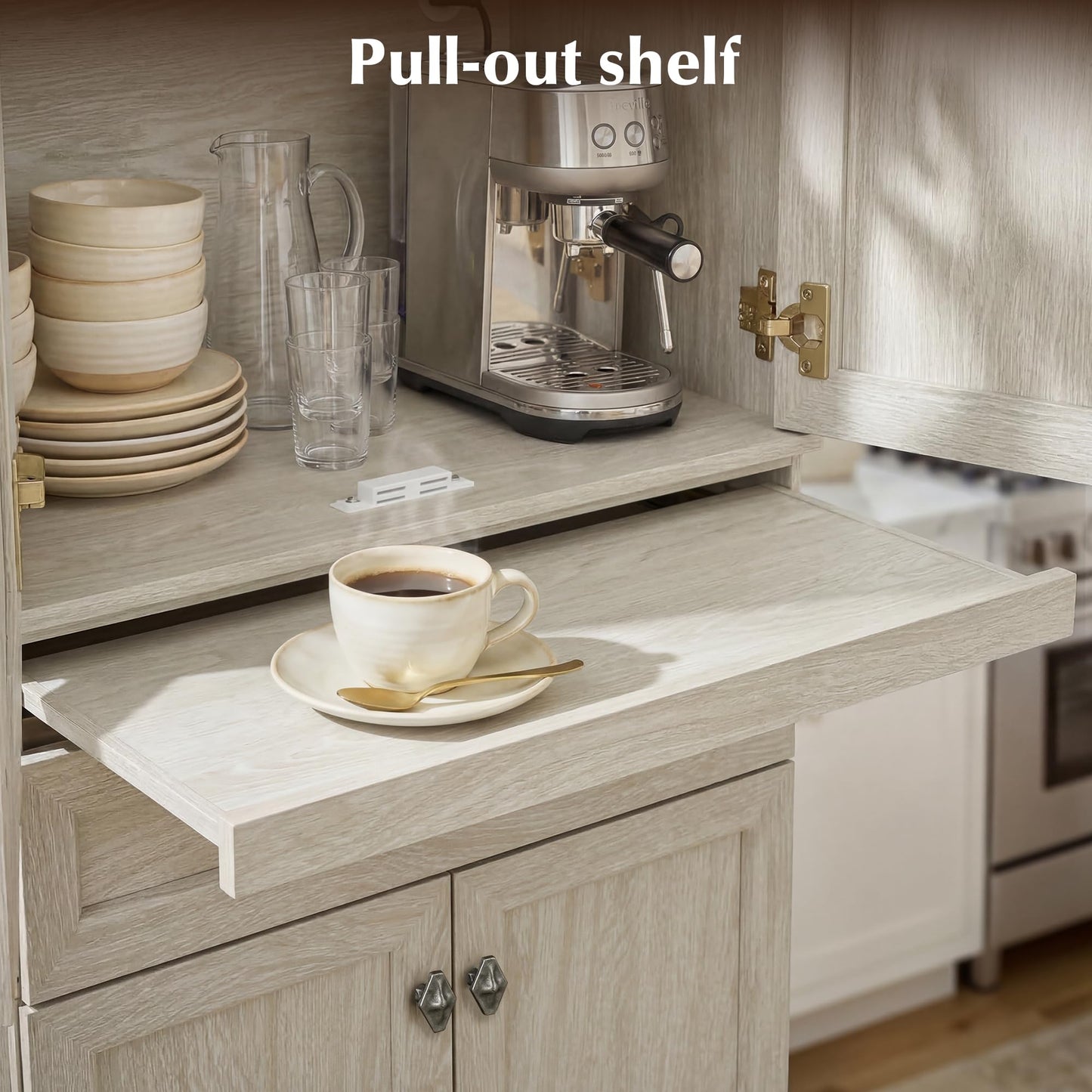 AMBERHAUS 72.2" Tall Kitchen Pantry Storage Cabinet with Doors, Farmhouse Storage Cabinet with Drawers, Adjustable Shelves and Pull-Out Shelves, White Wood Pantry Cupboard for Kitchen, Dining Room