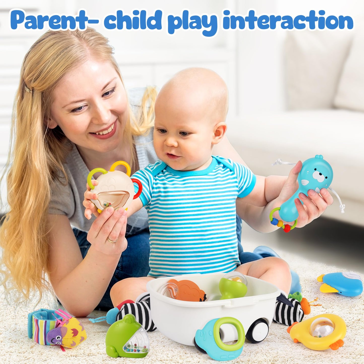 Vanmor Baby Rattles 0-6 Months | Sensory Toys for Infants 6-12 Month, Wrist Rattle Socks, Foot Finder & Teething Toys | Teether Grasping Shaker for Newborn, Must Haves Montessori Baby Shower Gifts